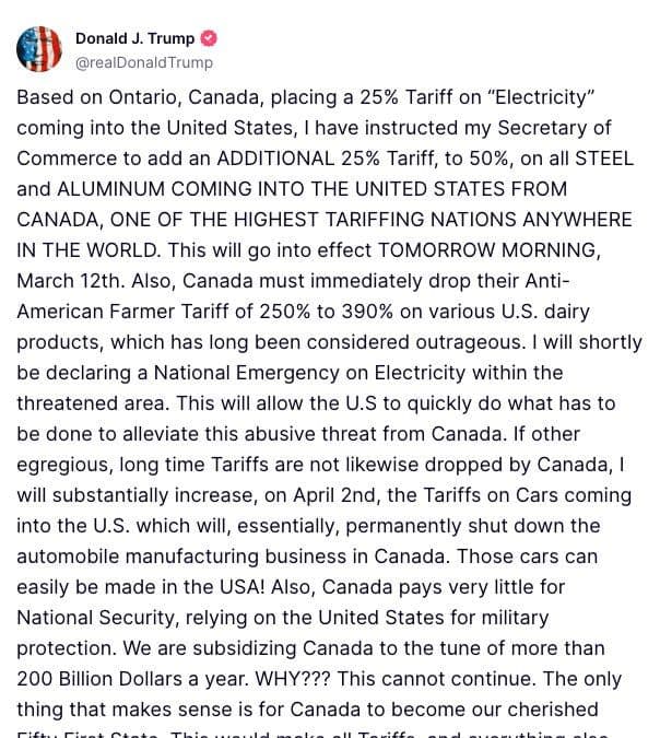 Trump Escalates Trade War and Announces National Energy Emergency